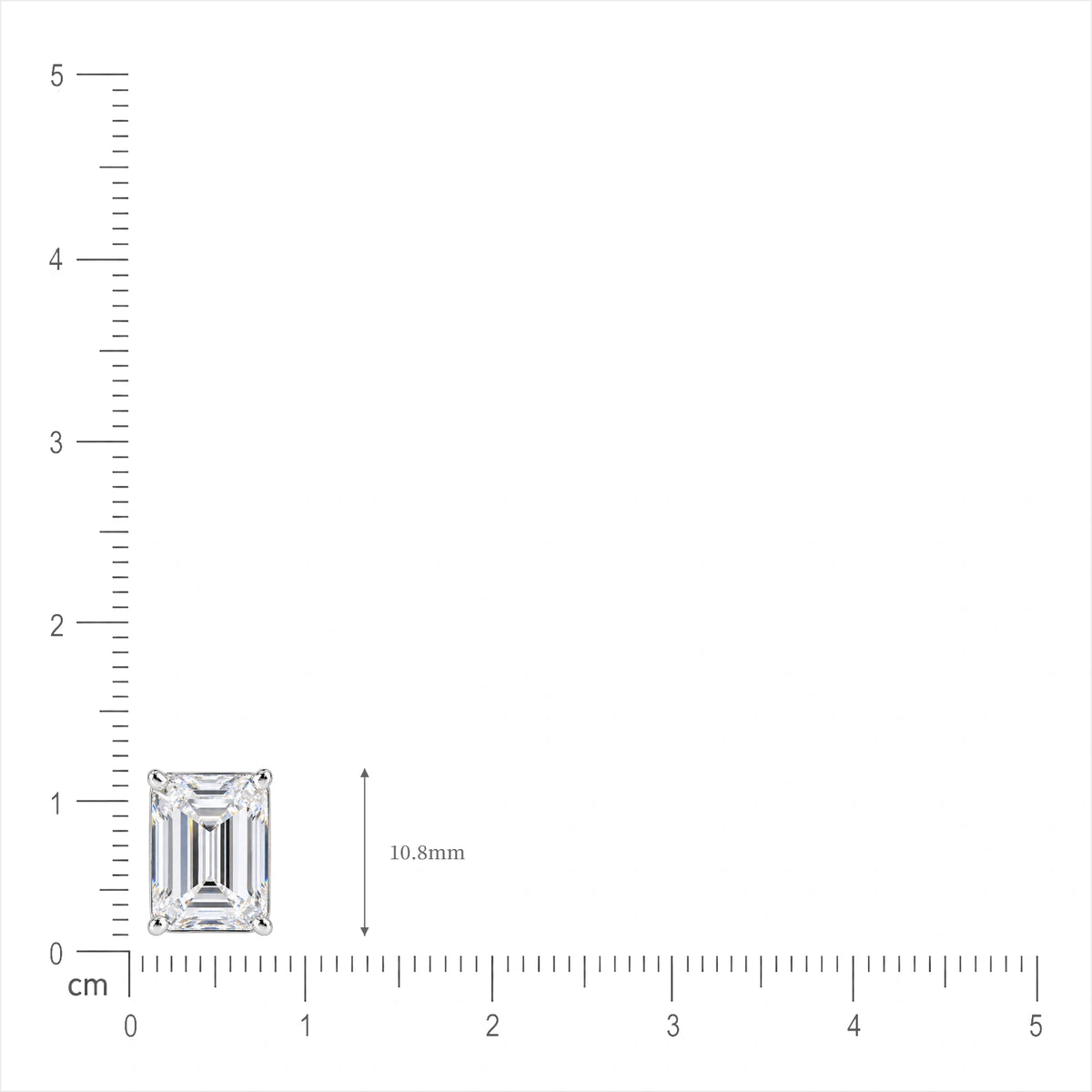 Size of 8 Ct Emerald Cut Diamond Solitaire Earrings by Fortune Jewellery