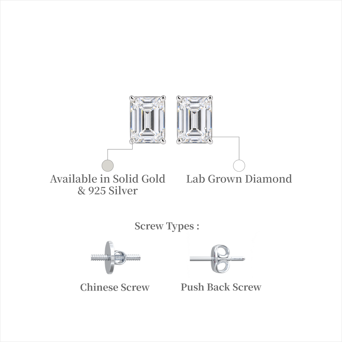 Statement 10 Ct Emerald Cut Diamond Solitaire Earrings for milestone celebrations by Fortune Jewellery