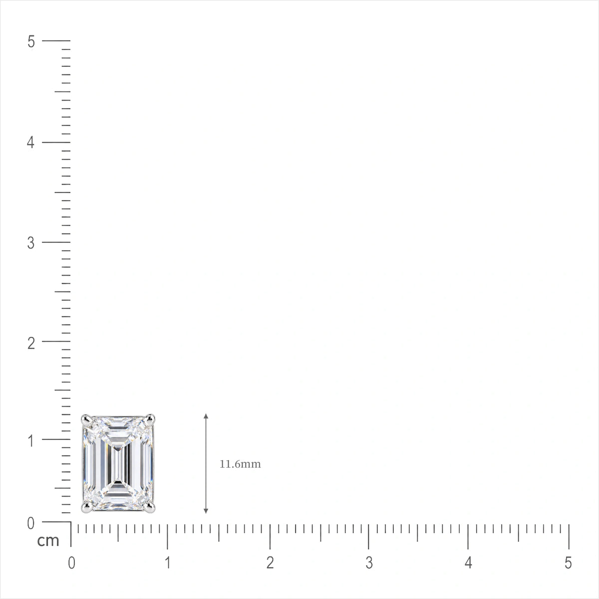 Size of 10 Ct Emerald Cut Diamond Solitaire Earrings by Fortune Jewellery