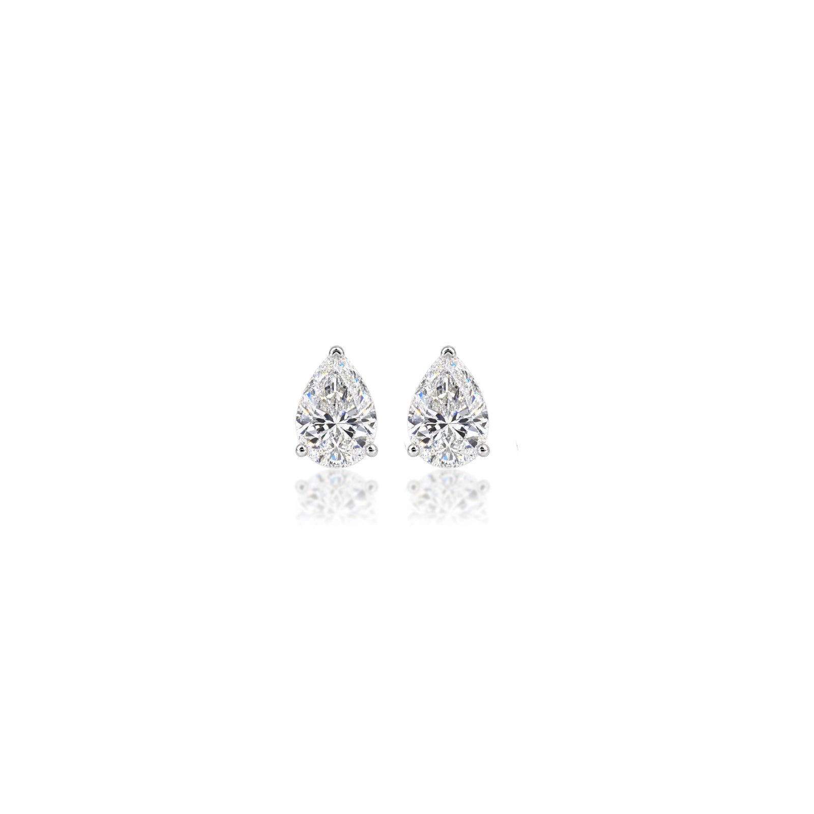 1 Ct Pear Cut Diamond Solitaire Stud Earrings by Fortune Jewellery