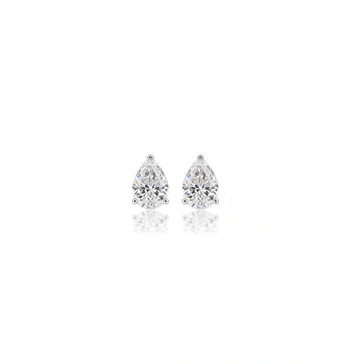 1 Ct Pear Cut Diamond Solitaire Stud Earrings by Fortune Jewellery