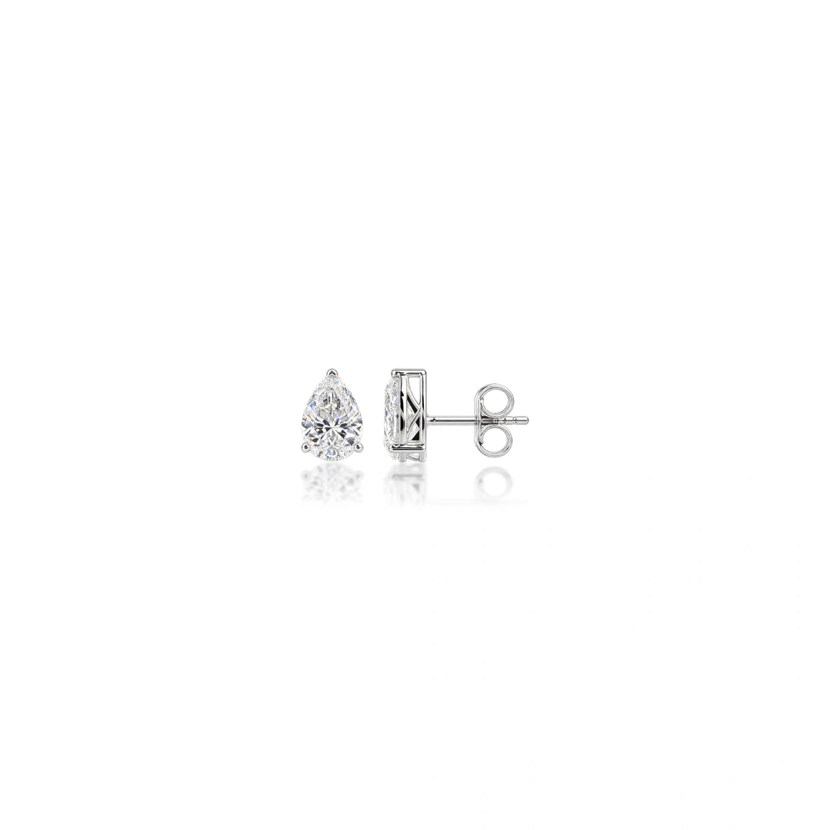 Delicate 1 Ct Pear Cut Lab Grown Diamond Solitaire Stud Earrings for women