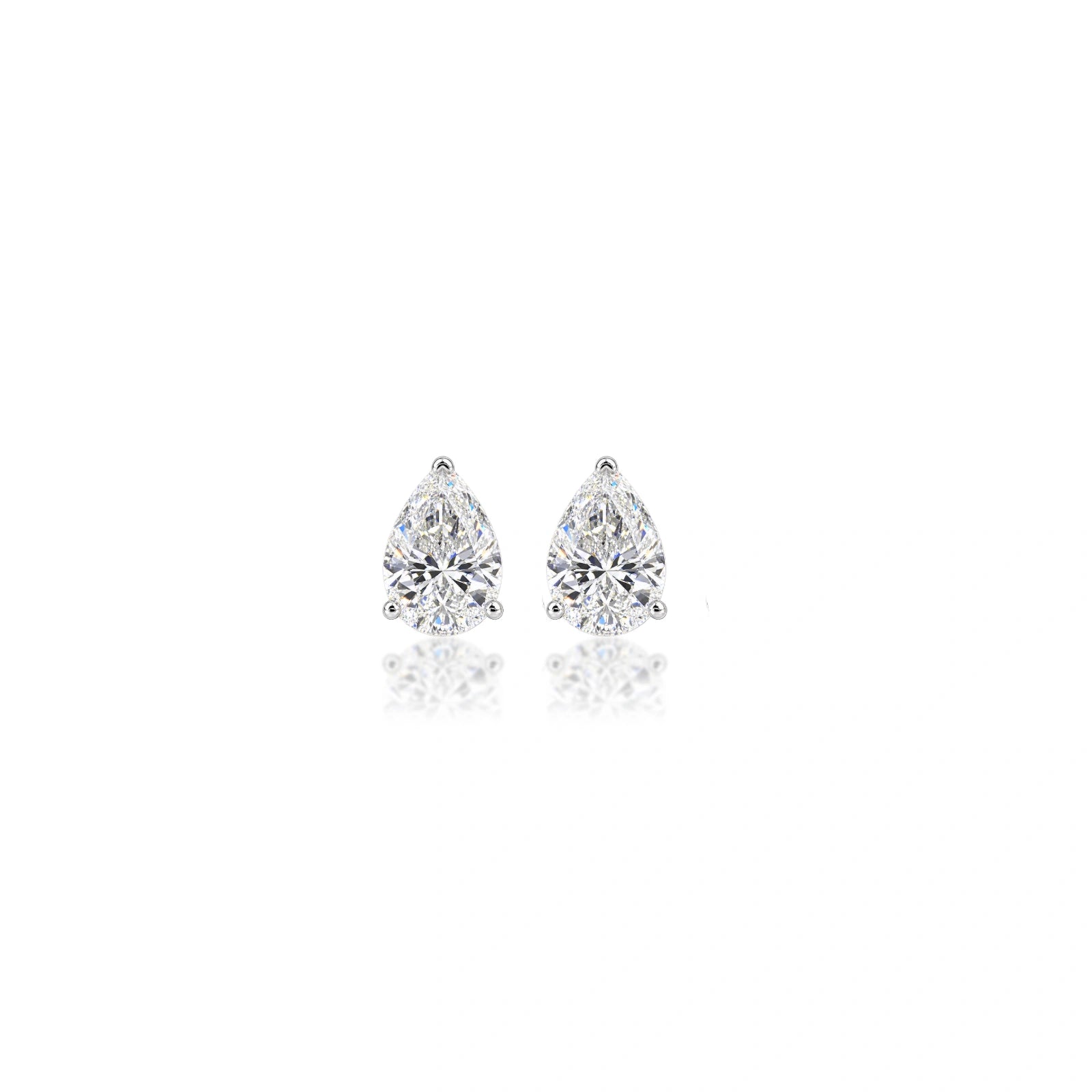 1.5 Ct Pear Cut Diamond Solitaire Stud Earrings by Fortune Jewellery