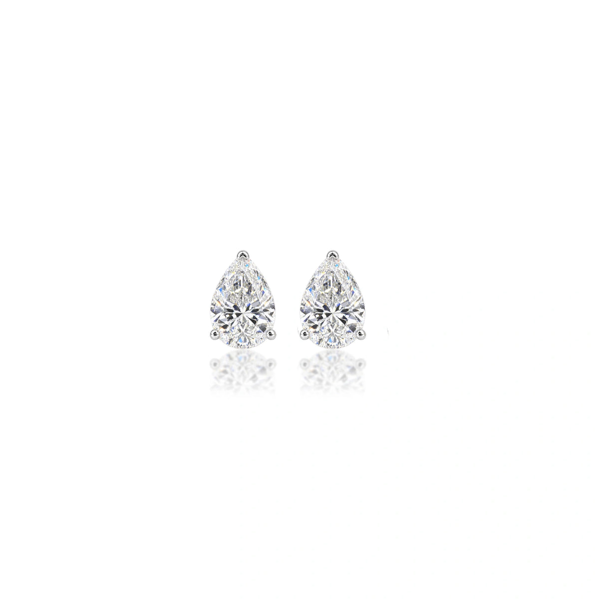1.5 Ct Pear Cut Diamond Solitaire Stud Earrings by Fortune Jewellery