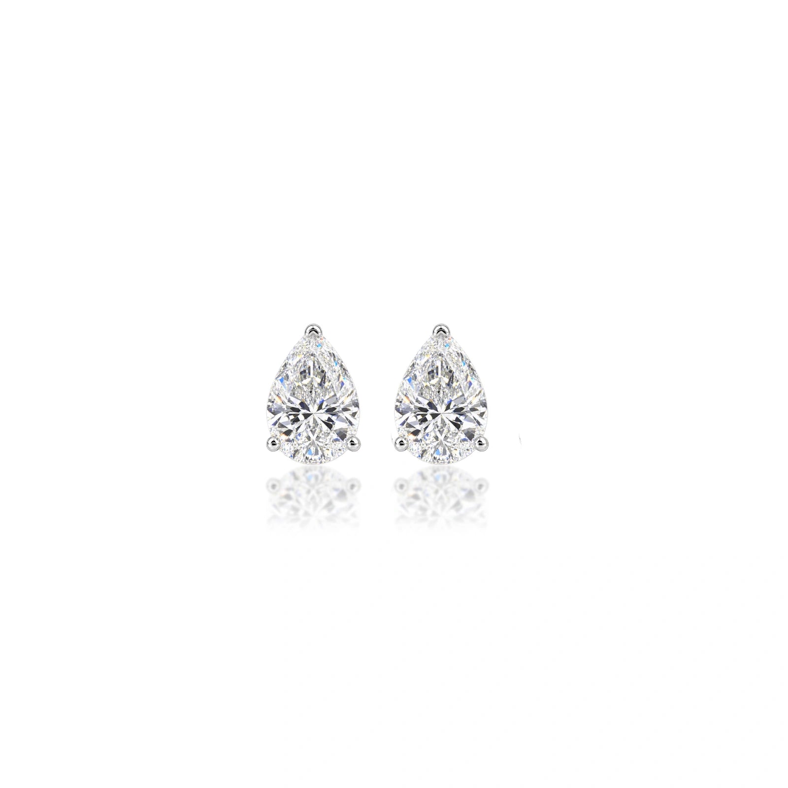 2 Ct Pear Cut Diamond Solitaire Stud Earrings by Fortune Jewellery