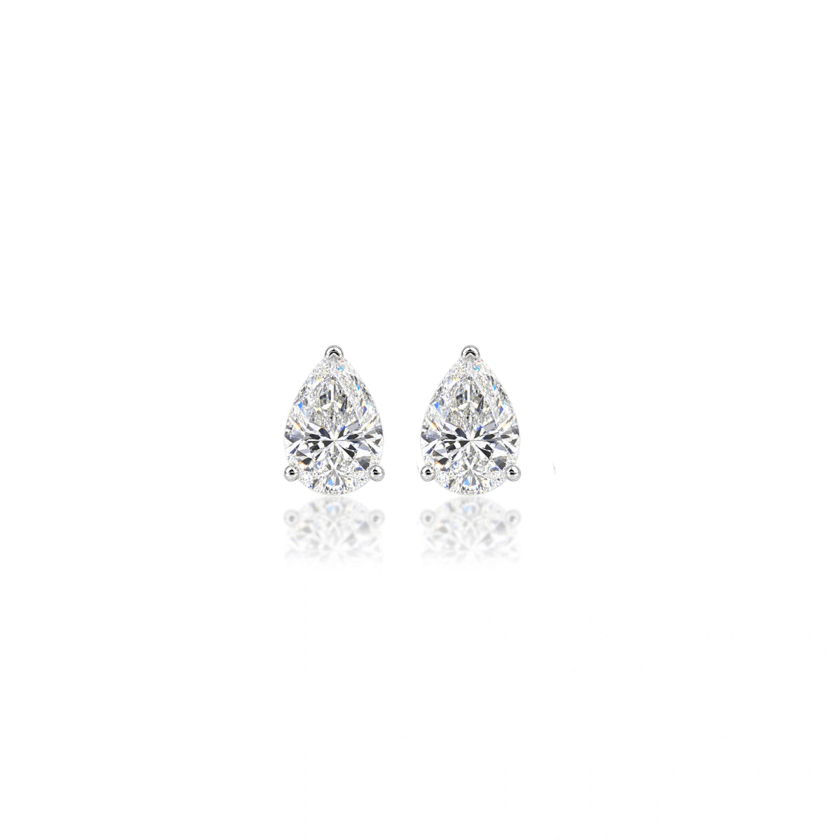 2 Ct Pear Cut Diamond Solitaire Stud Earrings by Fortune Jewellery