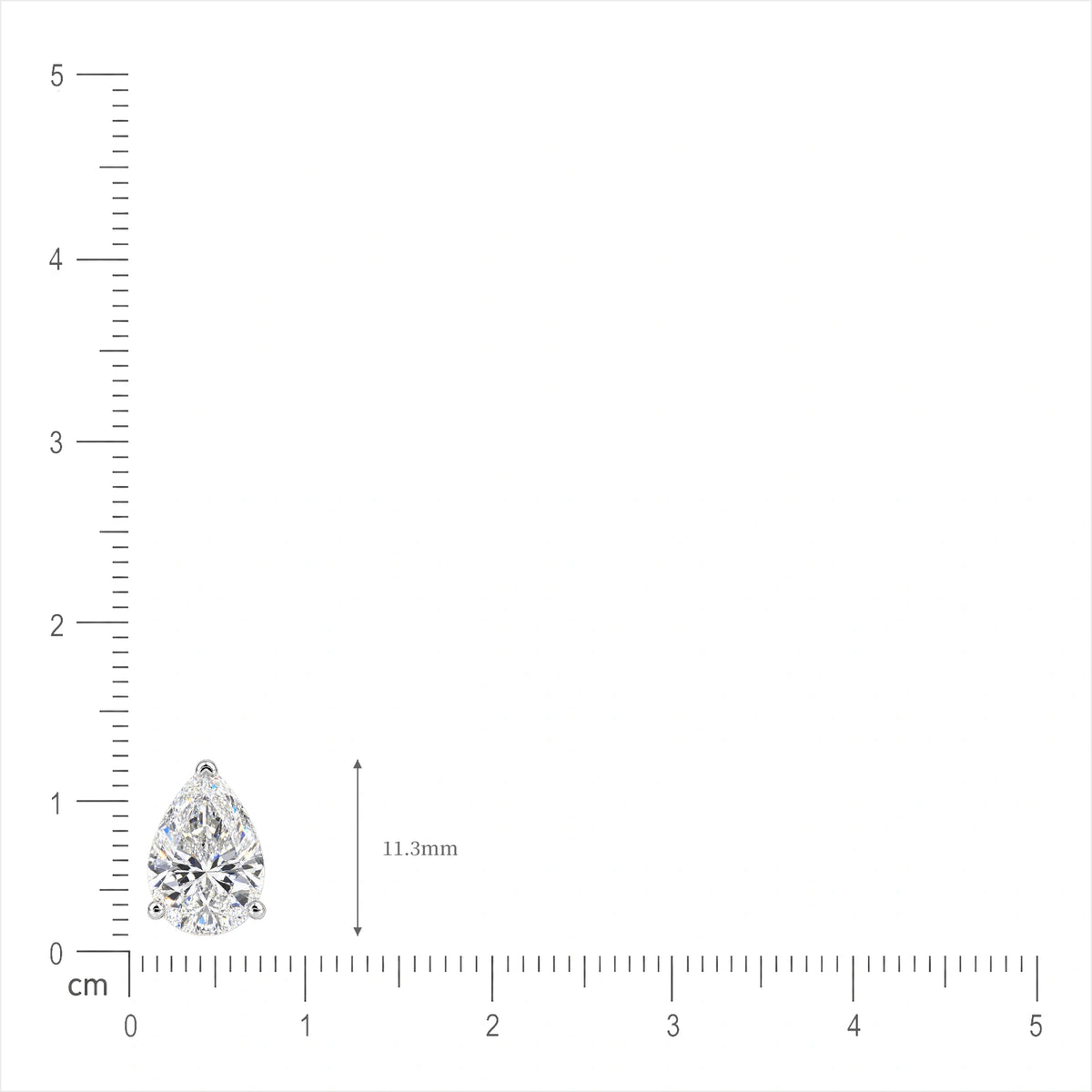 Size of 4 Ct Pear Cut Diamond Solitaire Stud Earrings by Fortune Jewellery