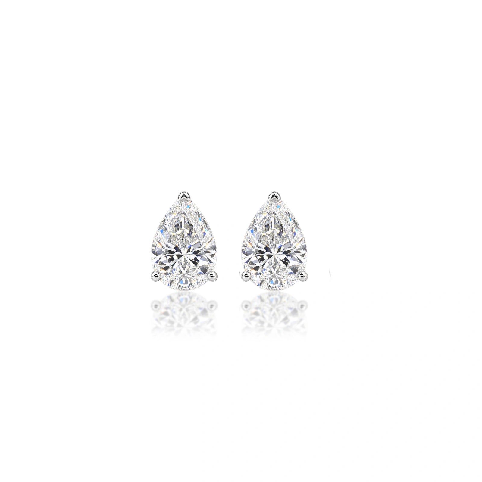 4 Ct Pear Cut Diamond Solitaire Stud Earrings by Fortune Jewellery