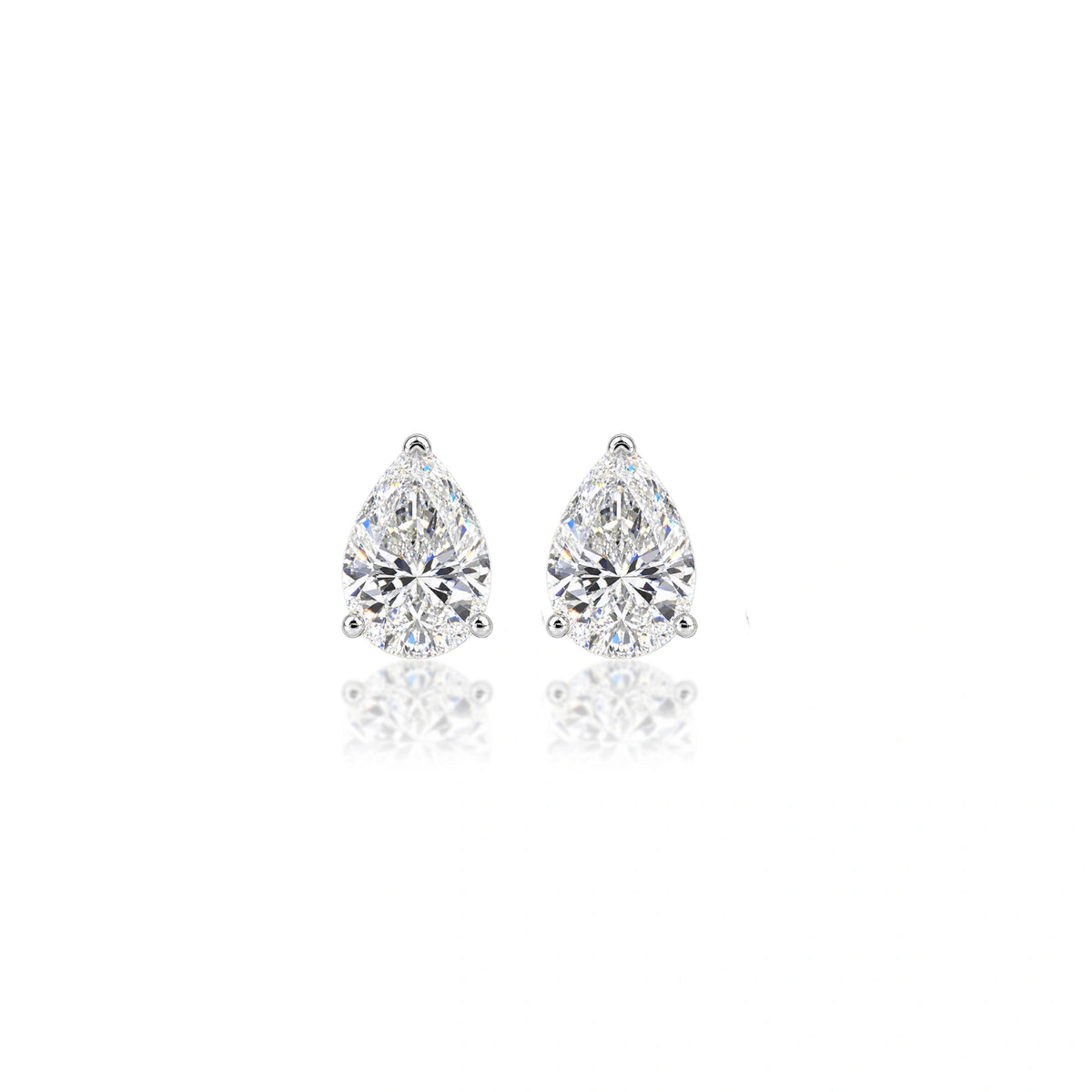4 Ct Pear Cut Diamond Solitaire Stud Earrings by Fortune Jewellery