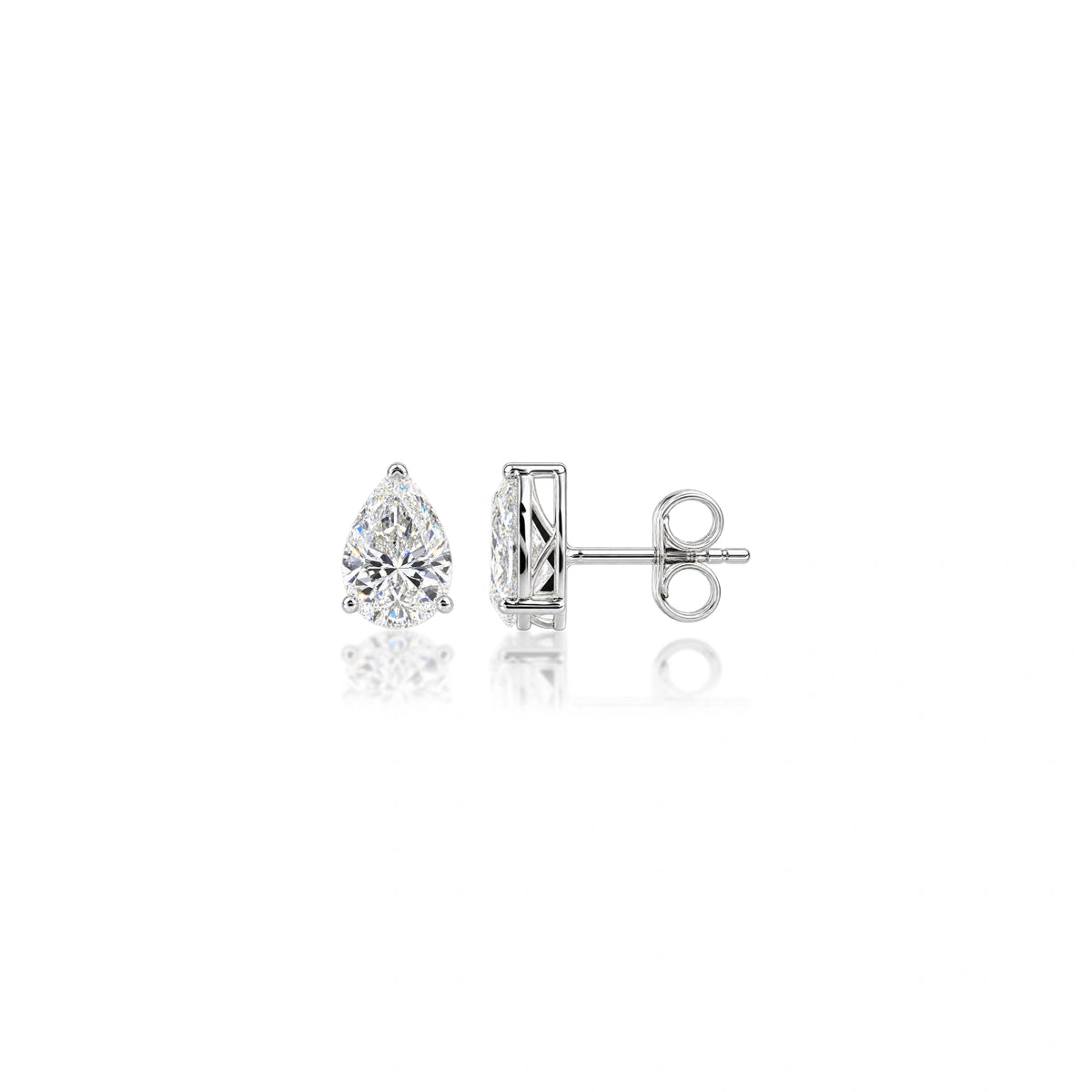 Luxurious 4 Ct Pear Cut Lab Grown Diamond Solitaire Stud Earrings with brilliant sparkle