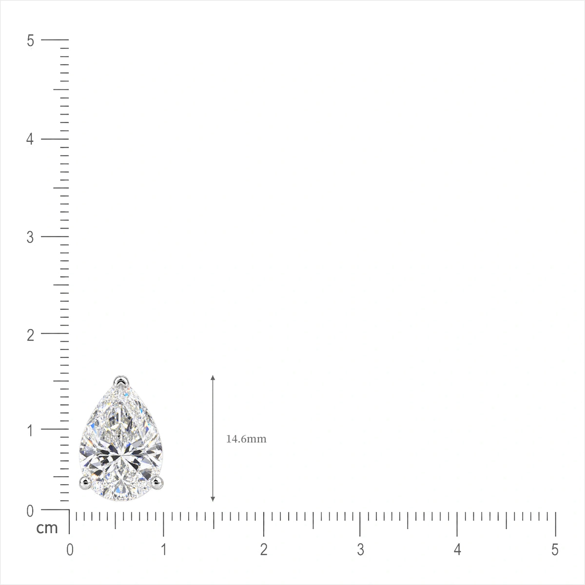 Size of 6 Ct Pear Cut Diamond Solitaire Stud Earrings by Fortune Jewellery