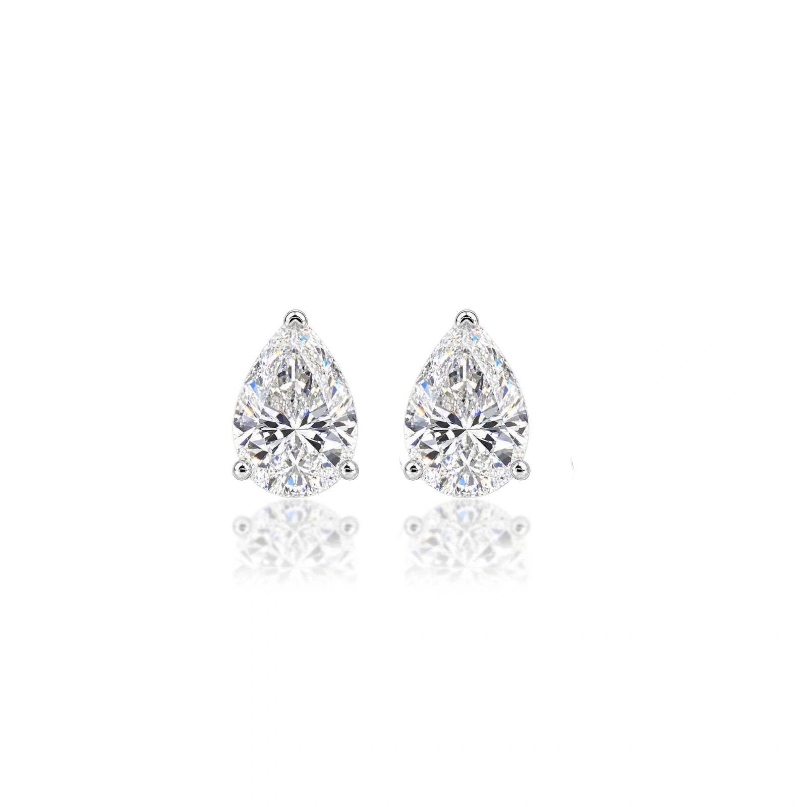 6 Ct Pear Cut Diamond Solitaire Stud Earrings by Fortune Jewellery