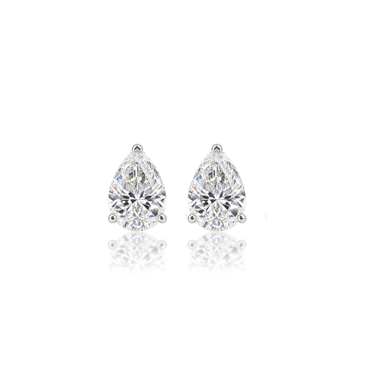 6 Ct Pear Cut Diamond Solitaire Stud Earrings by Fortune Jewellery