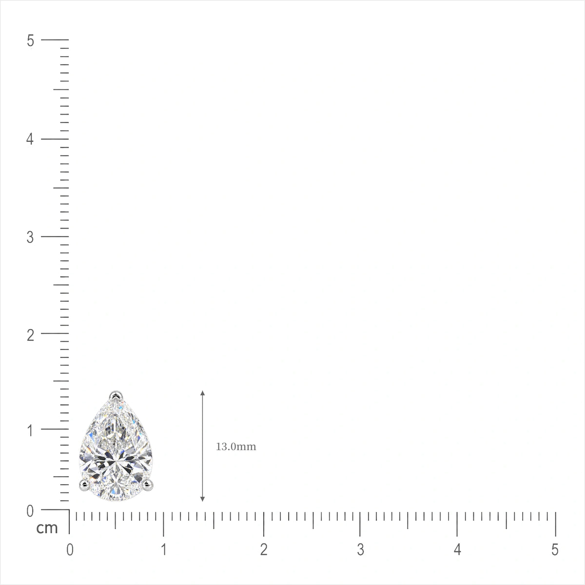 Size of 8 Ct Pear Cut Diamond Solitaire Stud Earrings by Fortune Jewellery