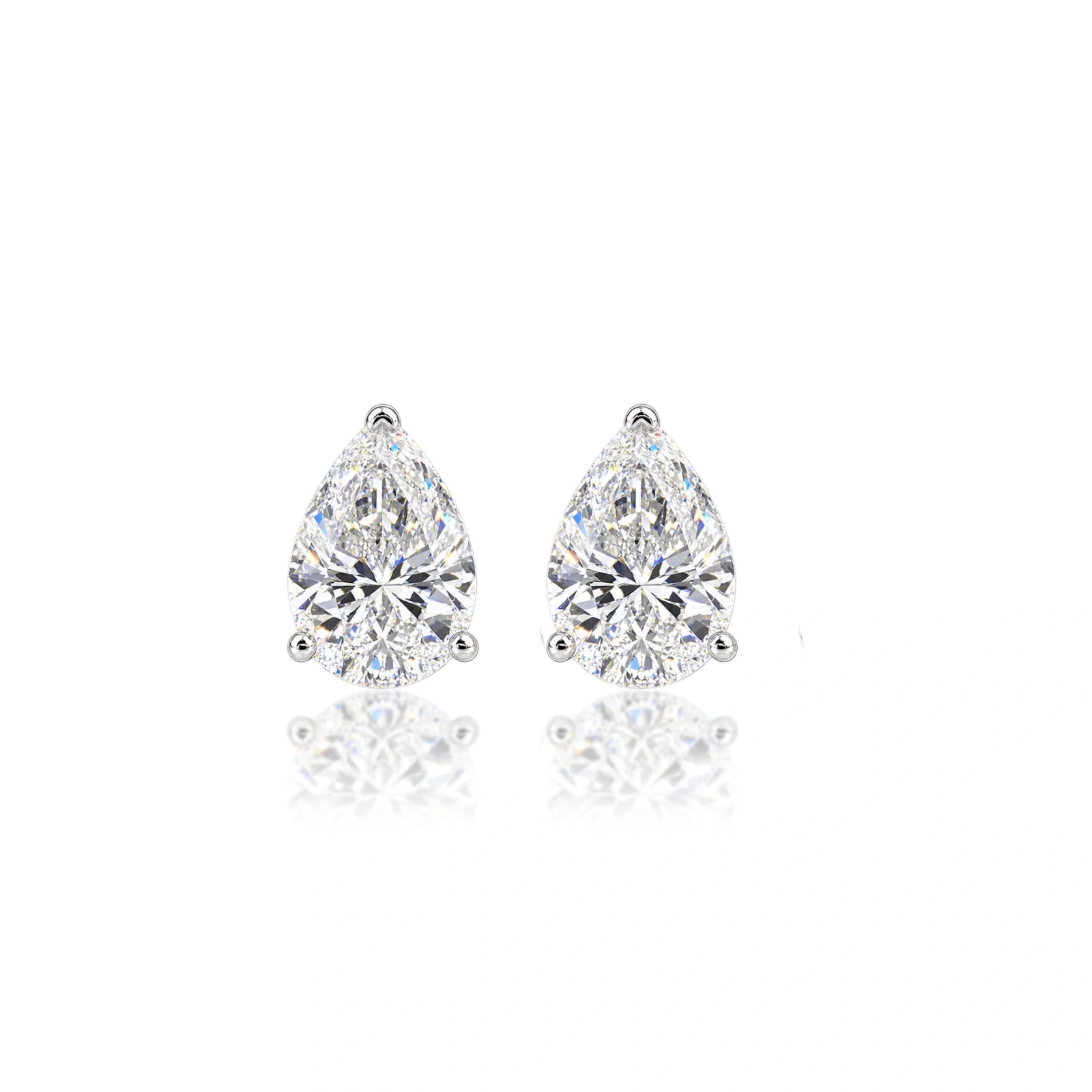 8 Ct Pear Cut Diamond Solitaire Stud Earrings by Fortune Jewellery