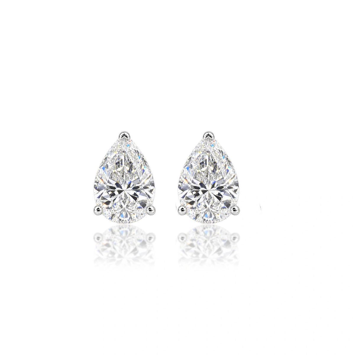 8 Ct Pear Cut Diamond Solitaire Stud Earrings by Fortune Jewellery