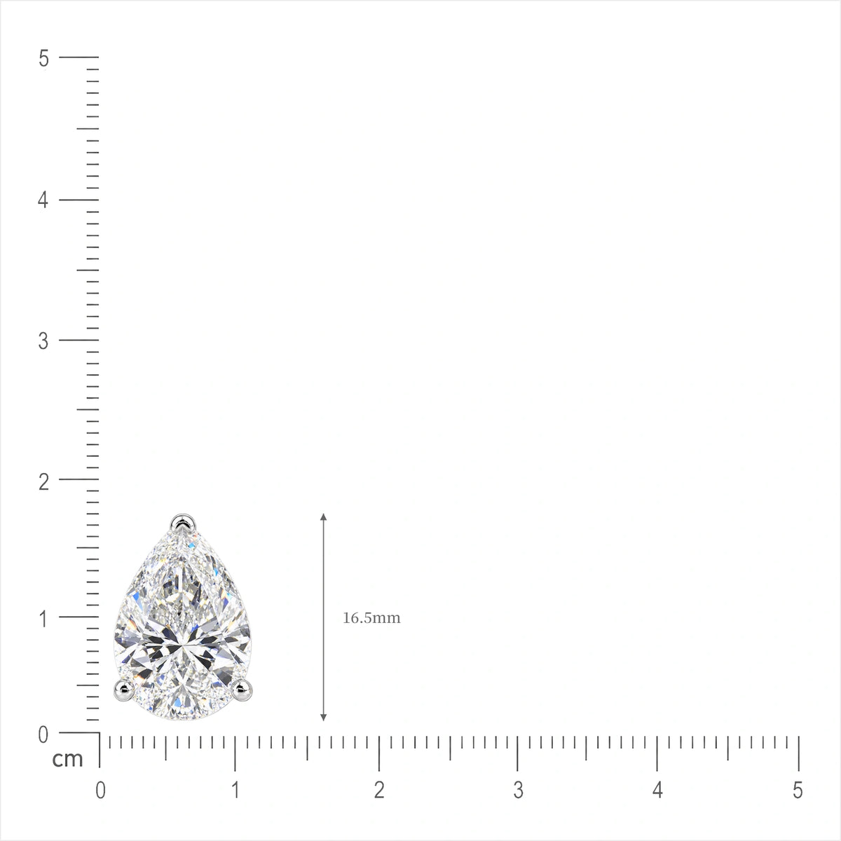 Size of 10 Ct Pear Cut Diamond Solitaire Stud Earrings by Fortune Jewellery