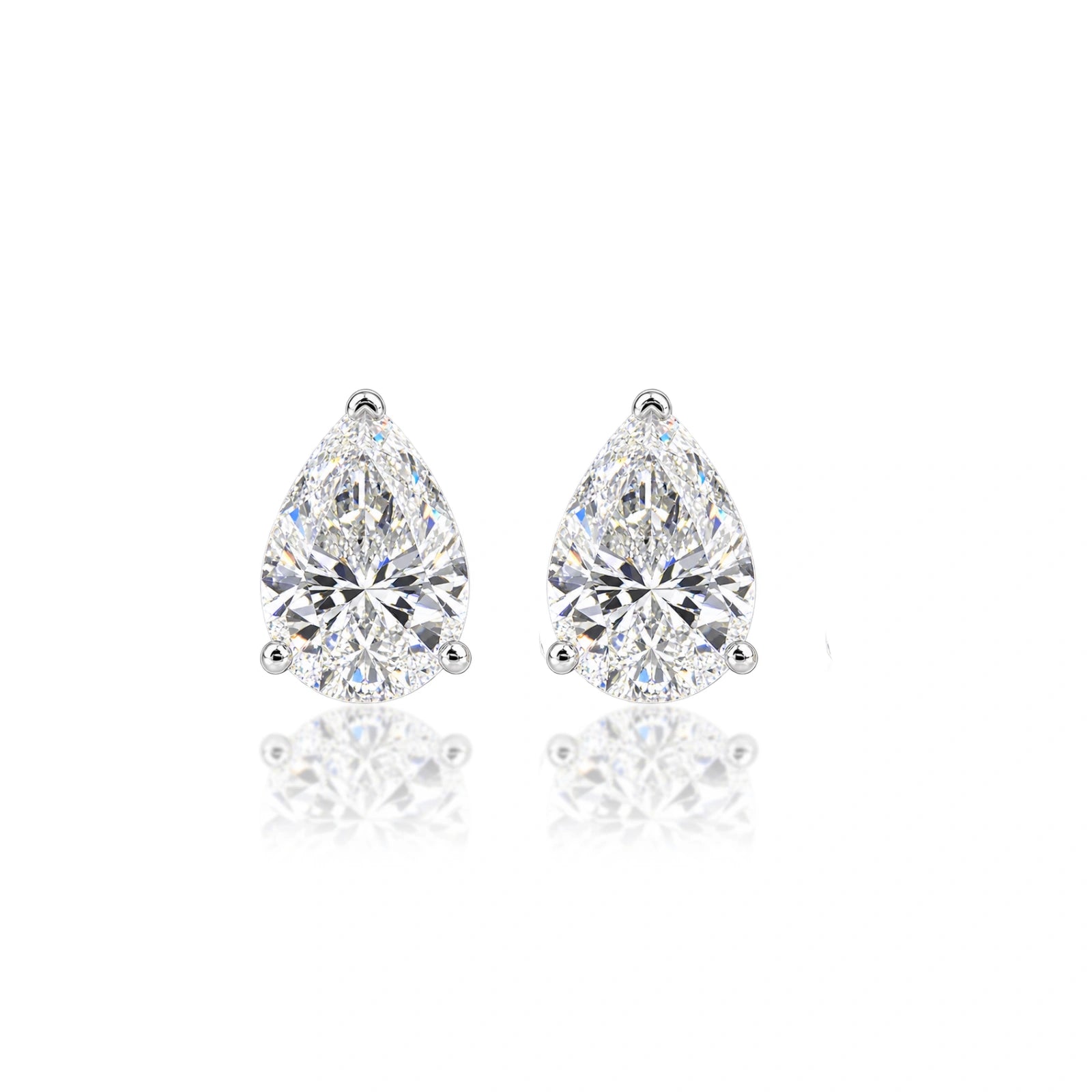 10 Ct Pear Cut Diamond Solitaire Stud Earrings by Fortune Jewellery