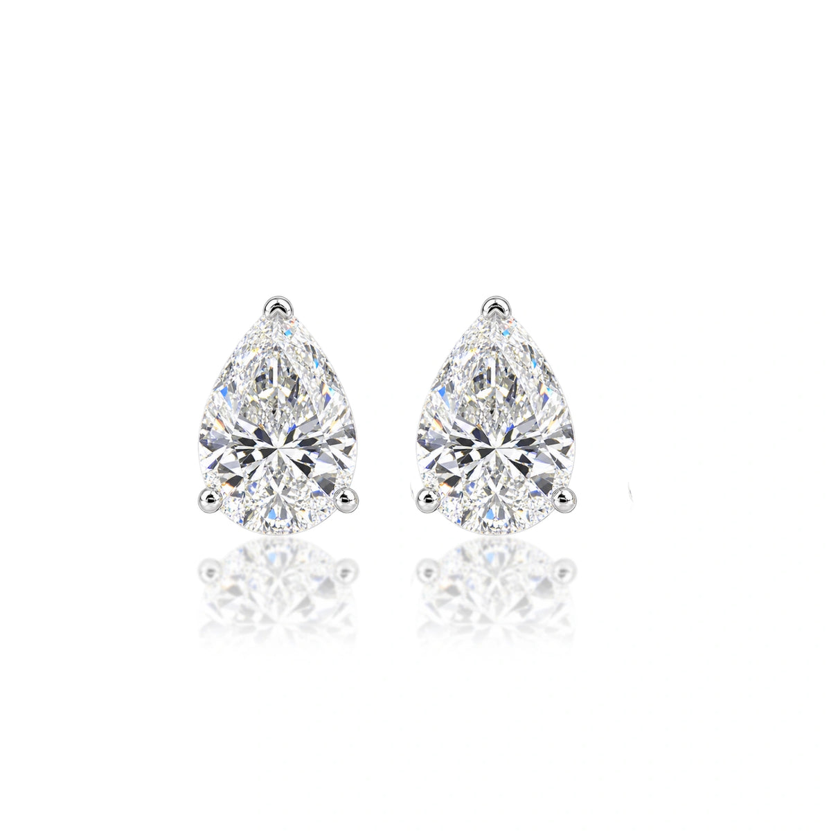 10 Ct Pear Cut Diamond Solitaire Stud Earrings by Fortune Jewellery