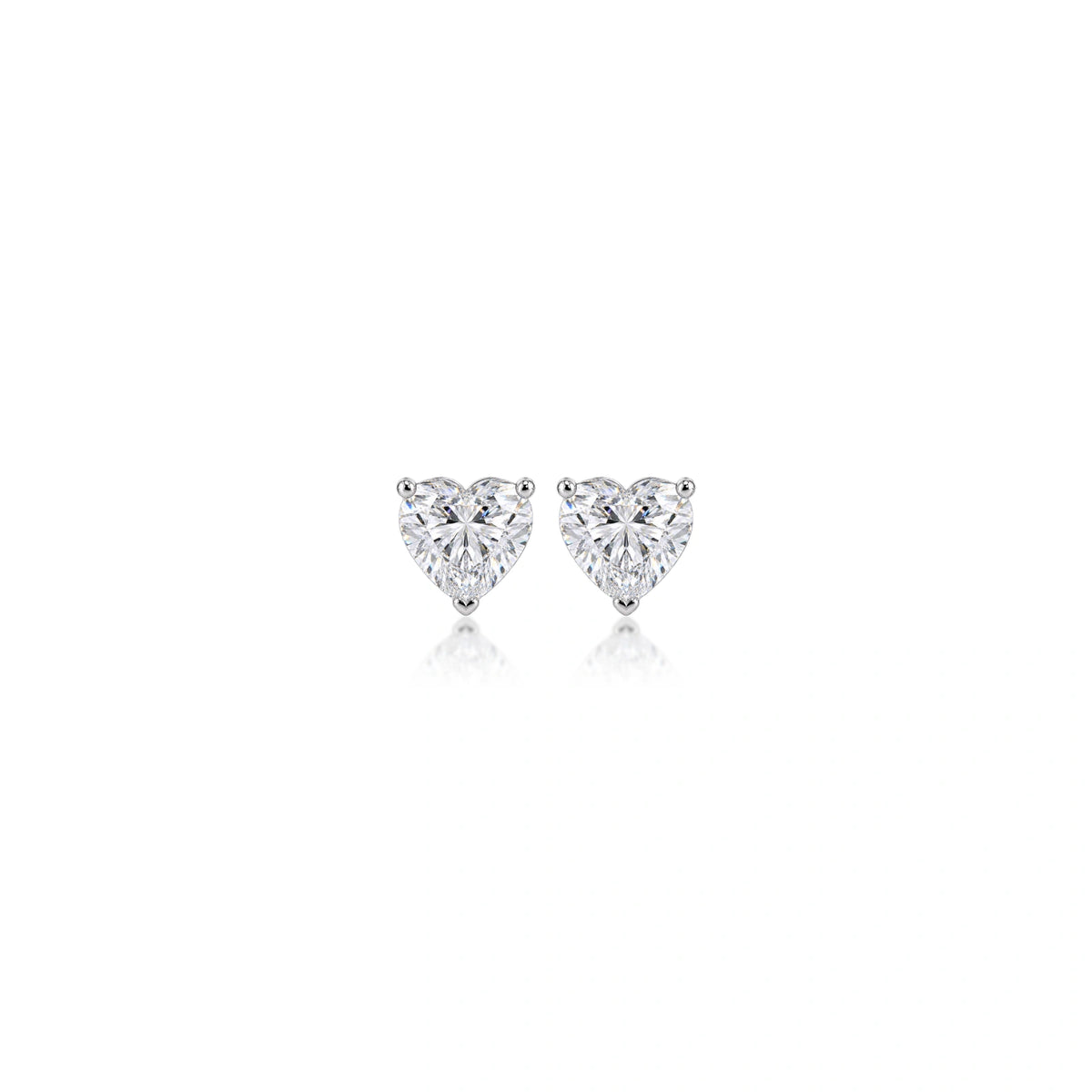 1 Ct Heart Cut Diamond Solitaire Stud Earrings by Fortune Jewellery