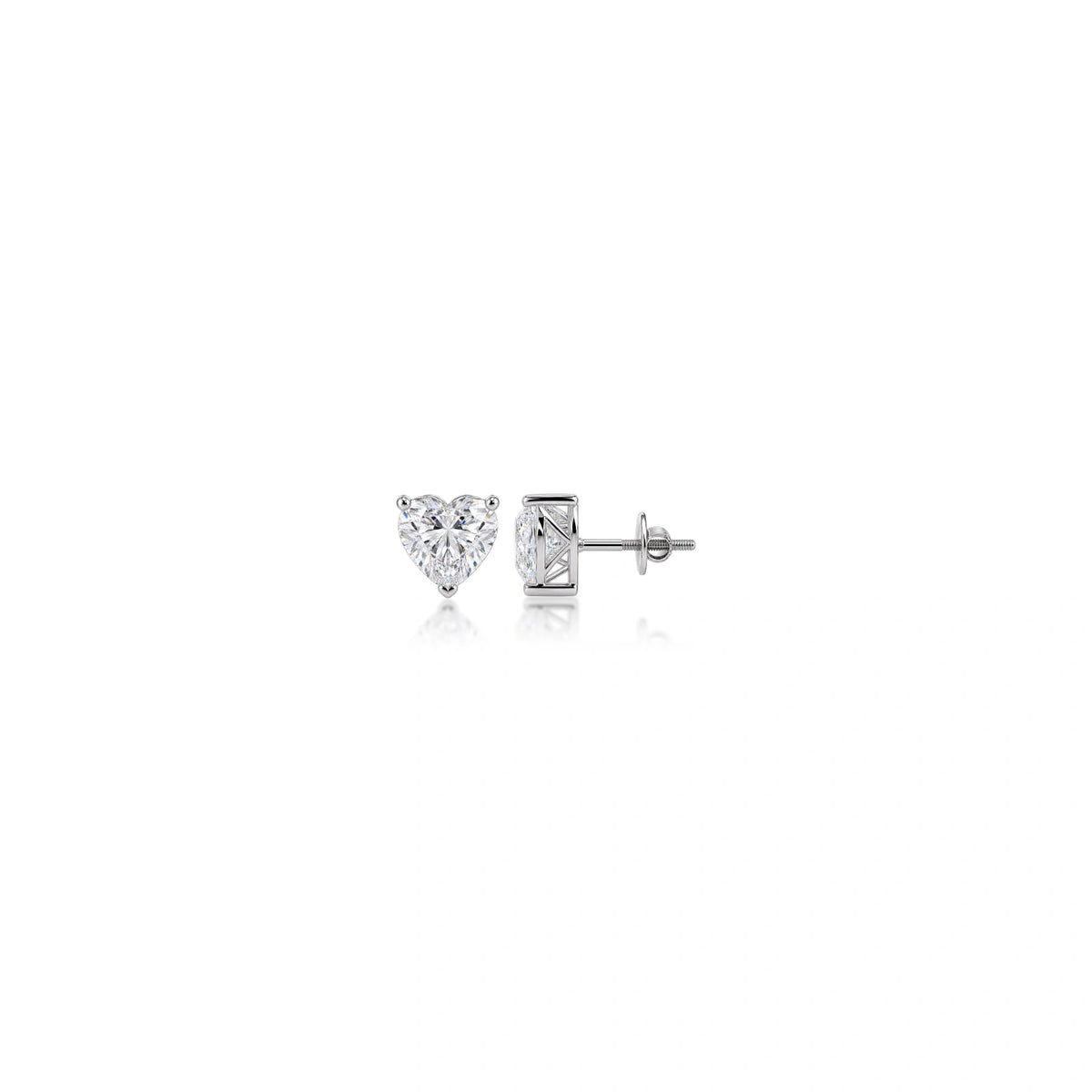 1 Ct Heart Cut Diamond Solitaire Stud Earrings by Fortune