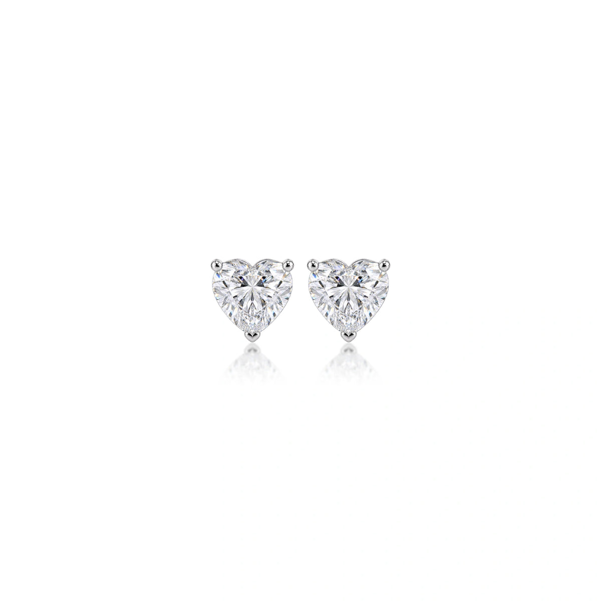 1.5 Ct Heart Cut Diamond Solitaire Stud Earrings by Fortune Jewellery