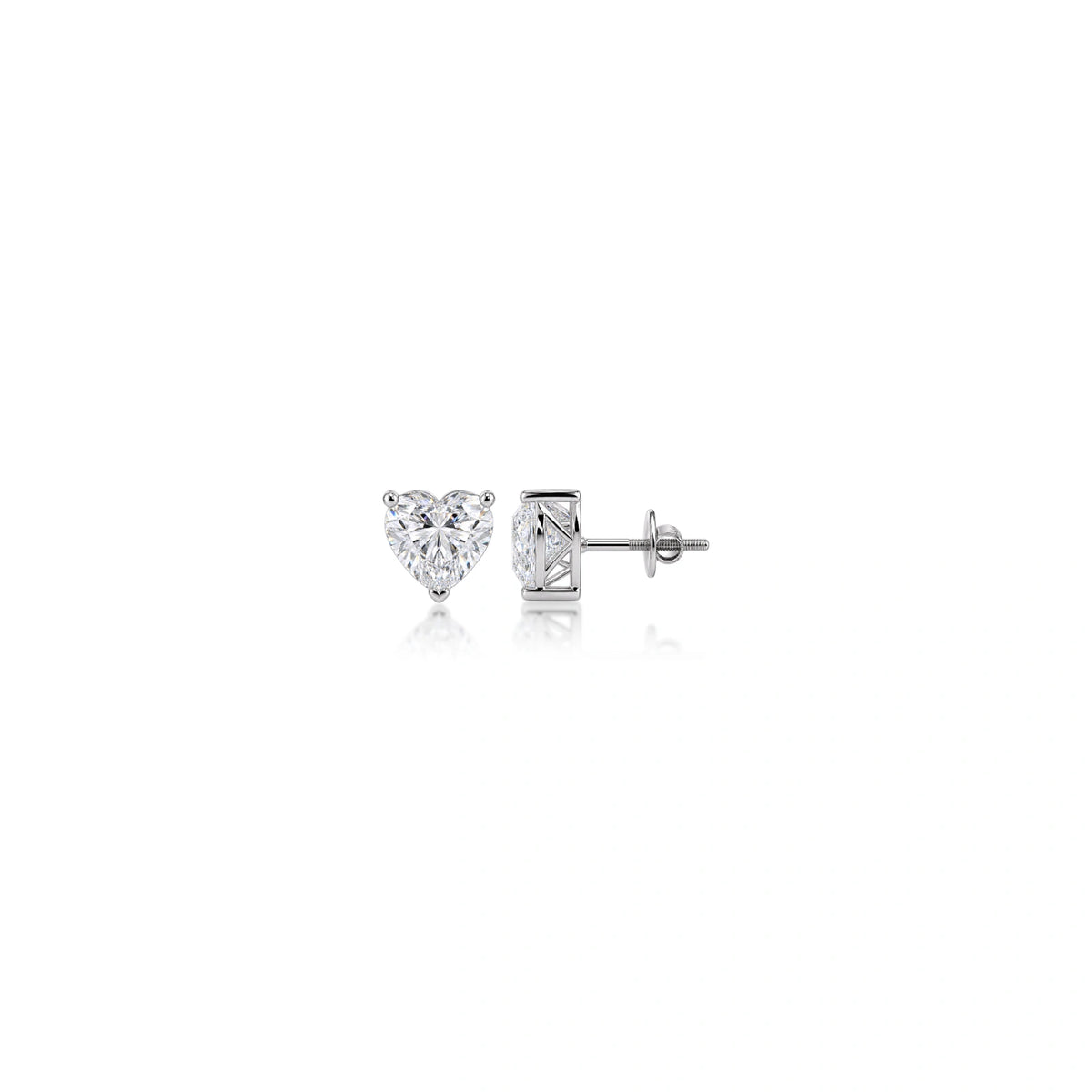 1.5 Ct Heart Cut Diamond Solitaire Stud Earrings by Fortune