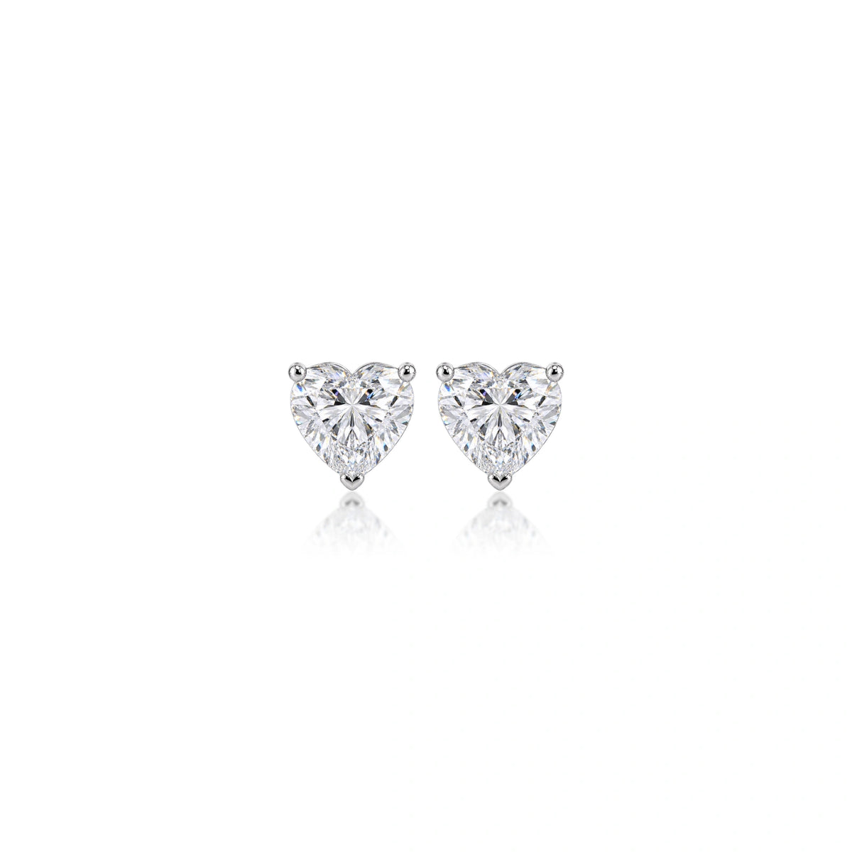 2 Ct Heart Cut Diamond Solitaire Stud Earrings by Fortune Jewellery