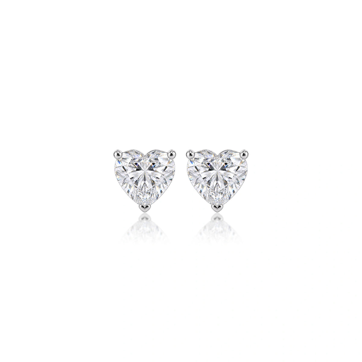 4 Ct Heart Cut Diamond Solitaire Stud Earrings by Fortune Jewellery