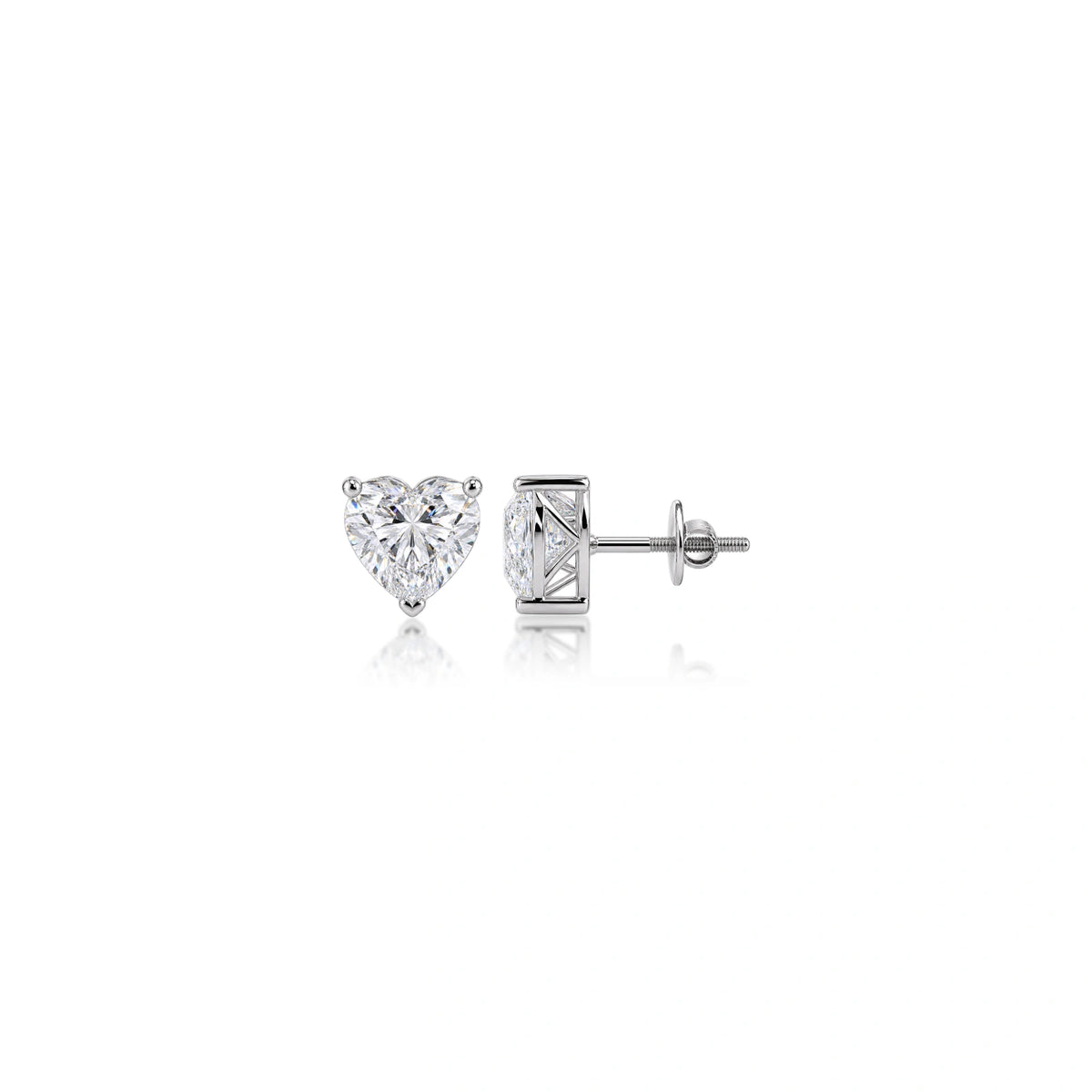 4 Ct Heart Cut Diamond Solitaire Stud Earrings by Fortune