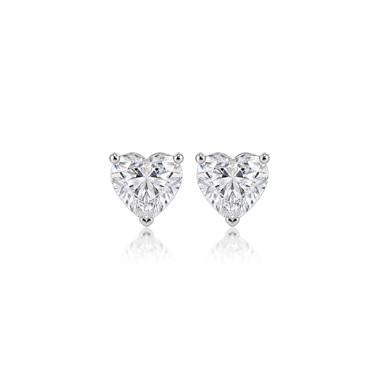 6 Ct Heart Cut Diamond Solitaire Stud Earrings by Fortune Jewellery