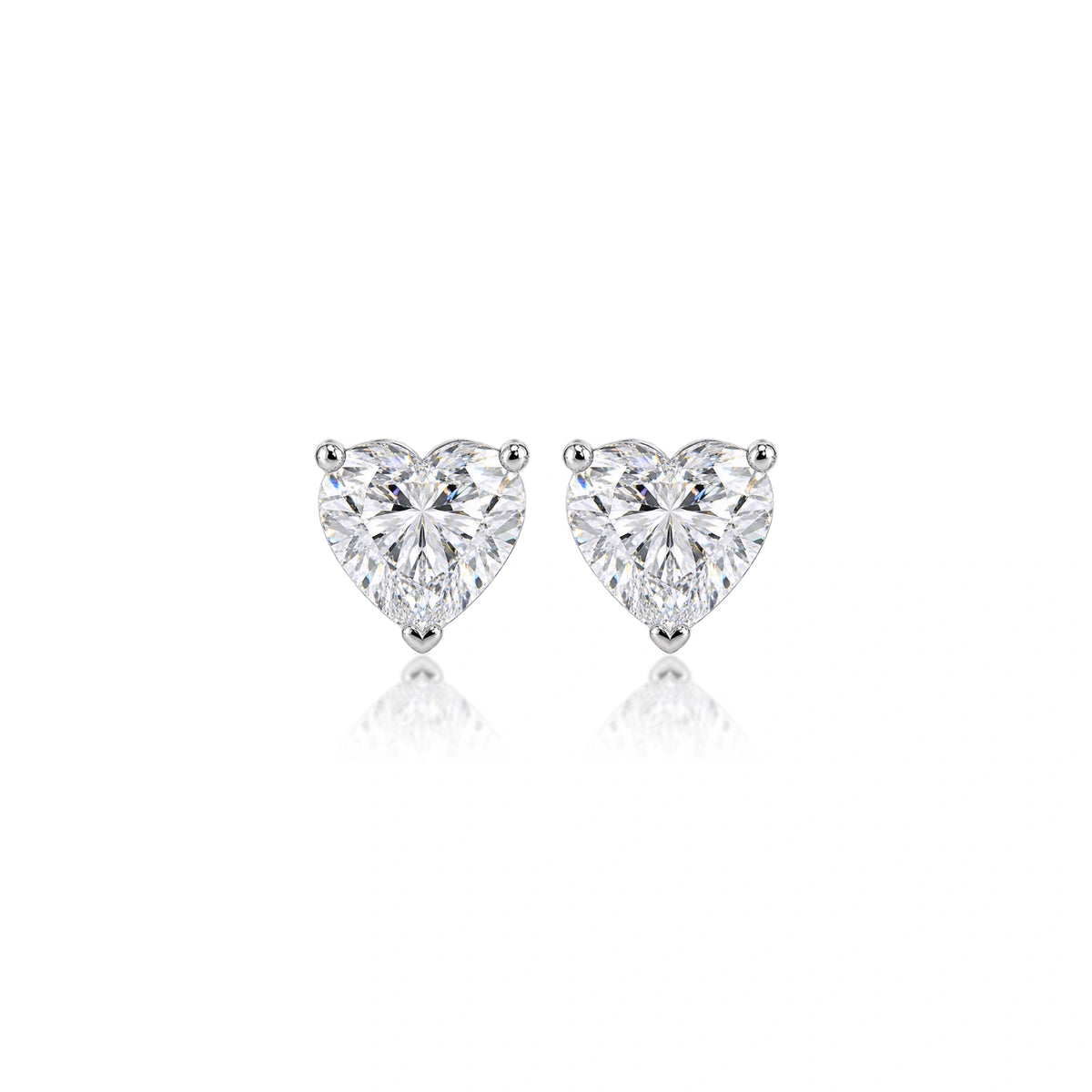 6 Ct Heart Cut Diamond Solitaire Stud Earrings by Fortune Jewellery