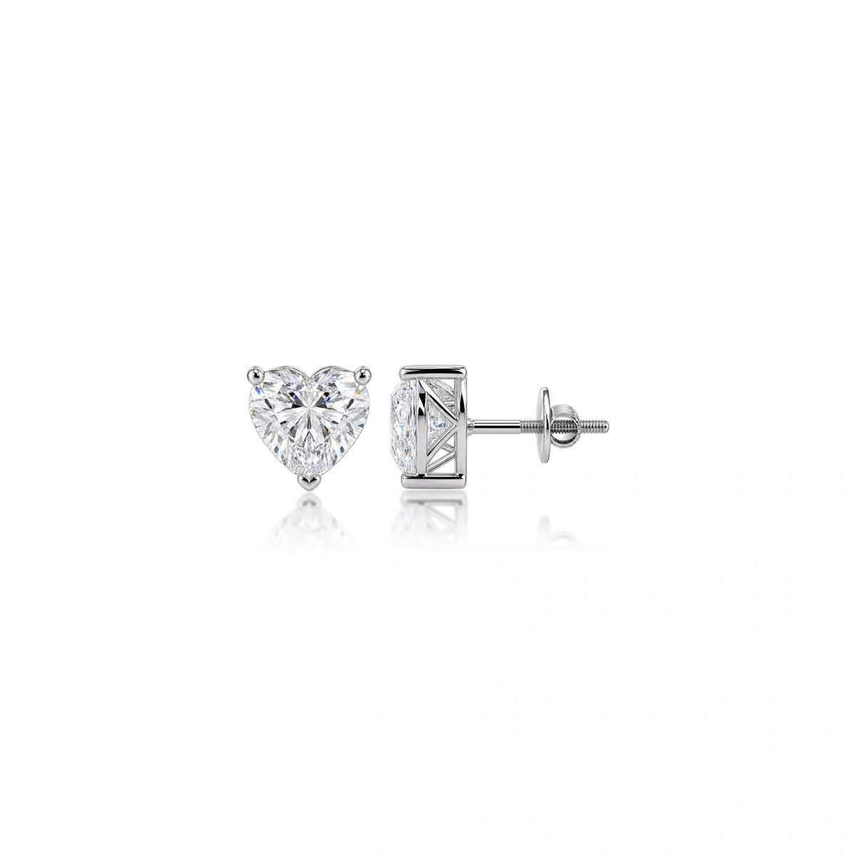 6 Ct Heart Cut Diamond Solitaire Stud Earrings by Fortune