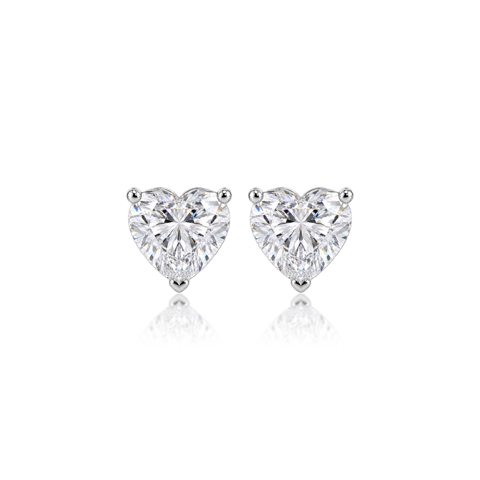 8 Ct Heart Cut Diamond Solitaire Stud Earrings by Fortune Jewellery