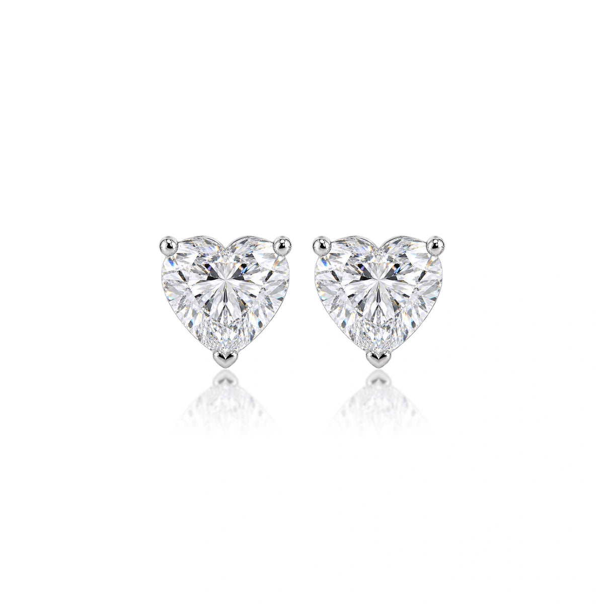 8 Ct Heart Cut Diamond Solitaire Stud Earrings by Fortune Jewellery