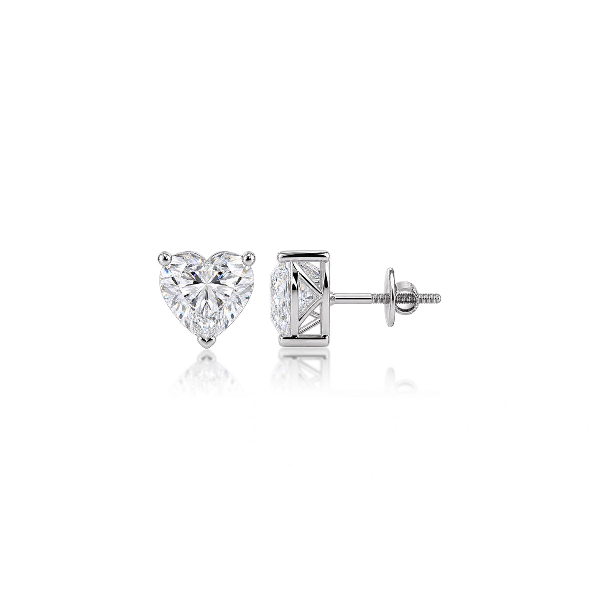 8 Ct Heart Cut Diamond Solitaire Stud Earrings by Fortune