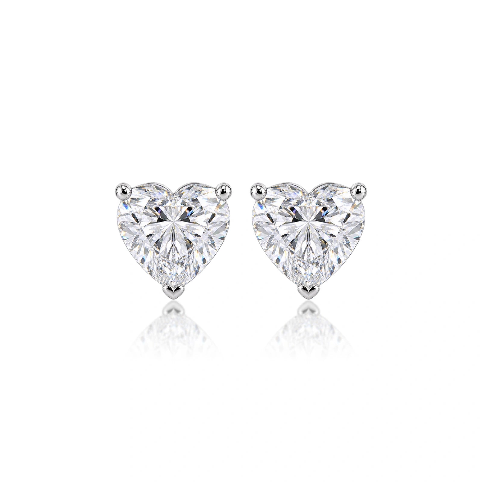 10 Ct Heart Cut Diamond Solitaire Stud Earrings by Fortune Jewellery