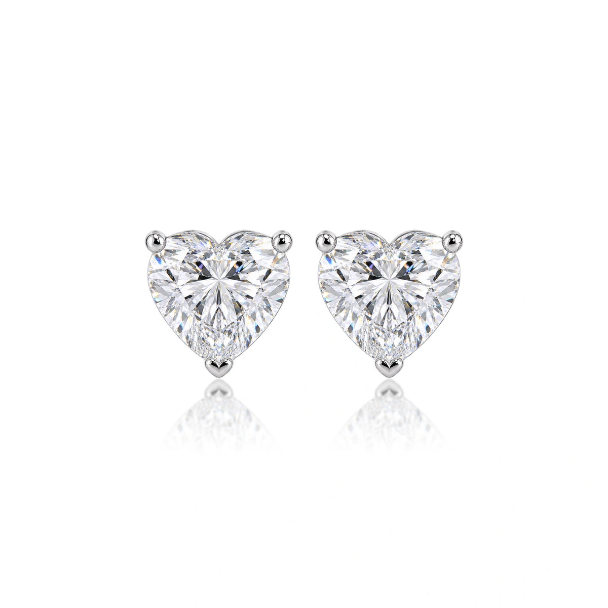 10 Ct Heart Cut Diamond Solitaire Stud Earrings by Fortune Jewellery