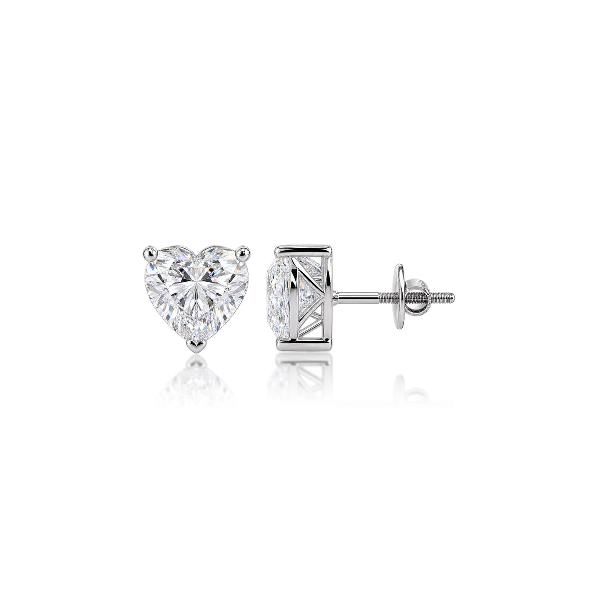 10 Ct Heart Cut Diamond Solitaire Stud Earrings by Fortune
