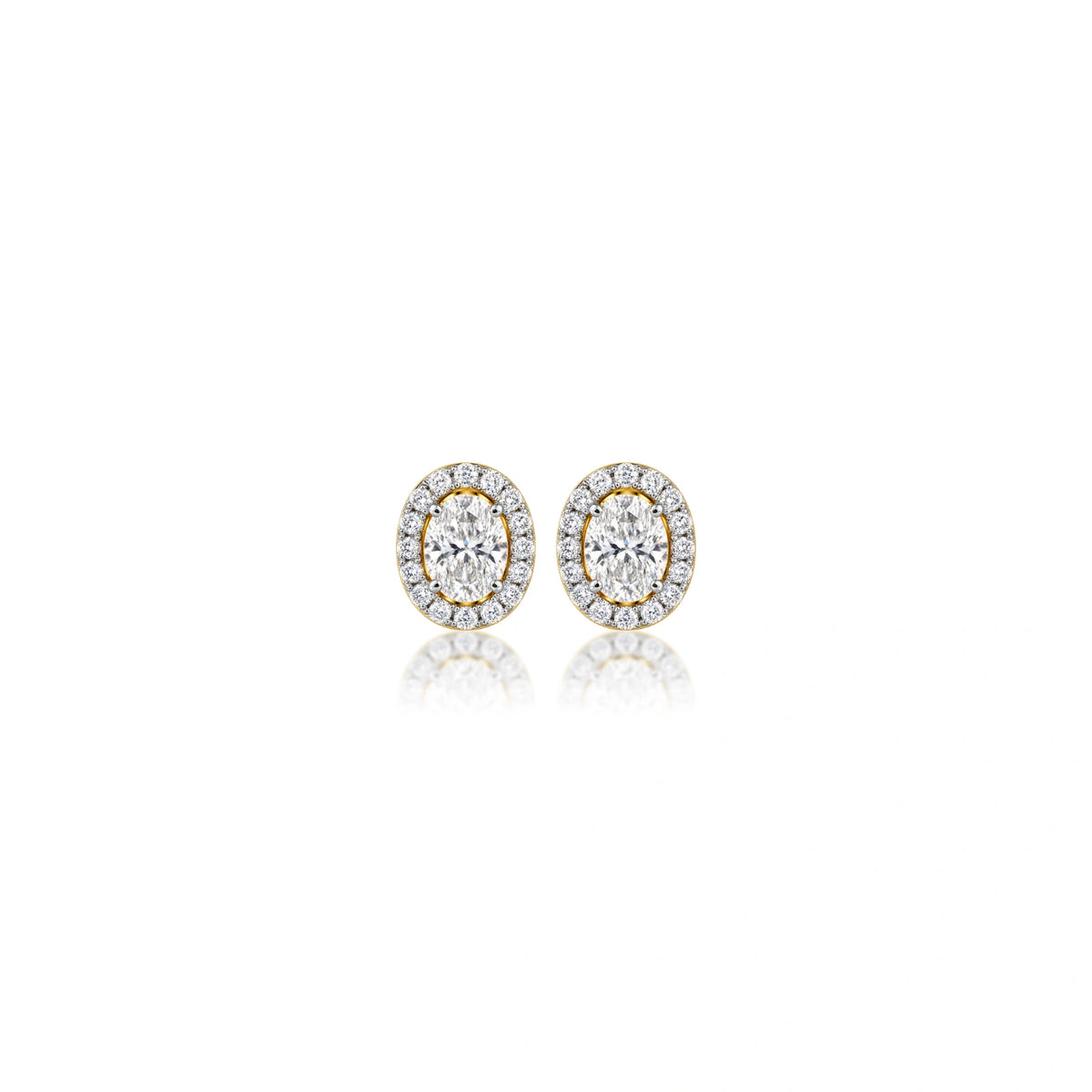 1 Ct Oval Cut Diamond Halo Stud Earrings by Fortune Jewellery