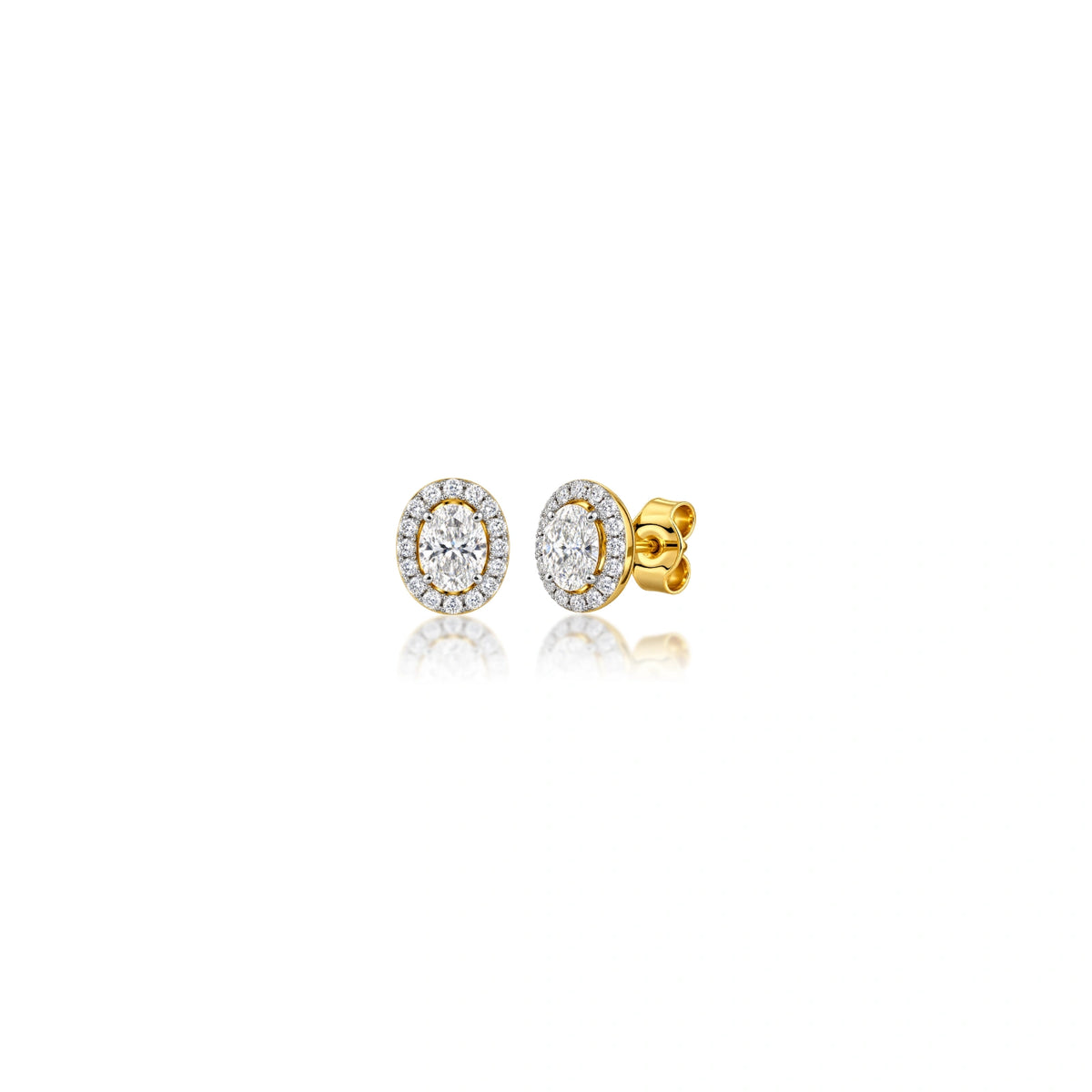 Graceful 1 Ct Oval Cut Lab Grown Diamond Halo Stud Earrings for women