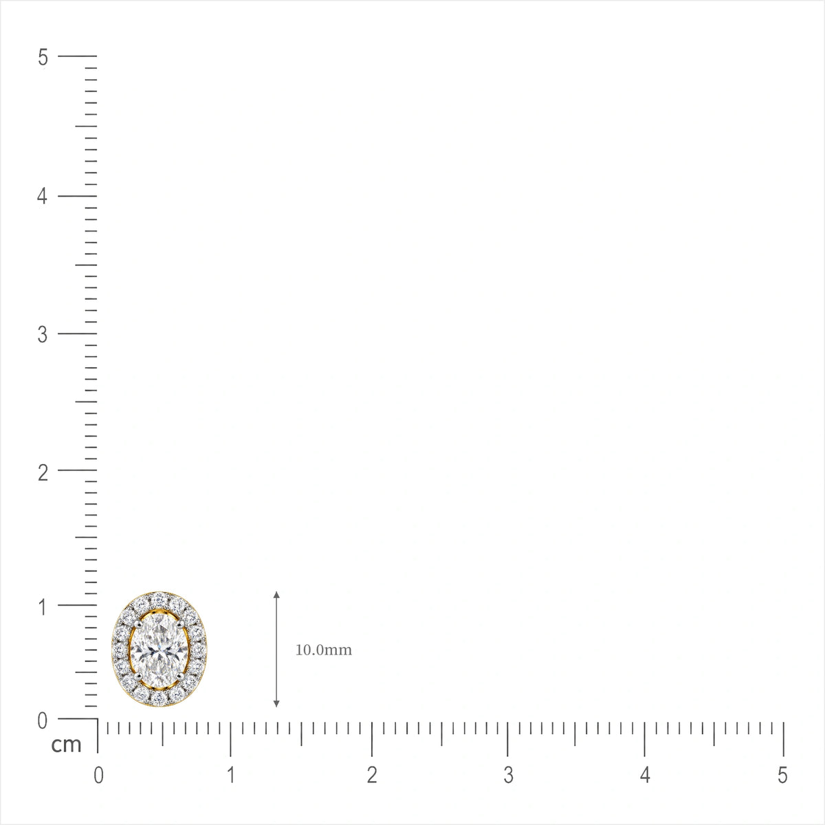 Size of 1.5 Ct Oval Cut Diamond Halo Stud Earrings by Fortune Jewellery