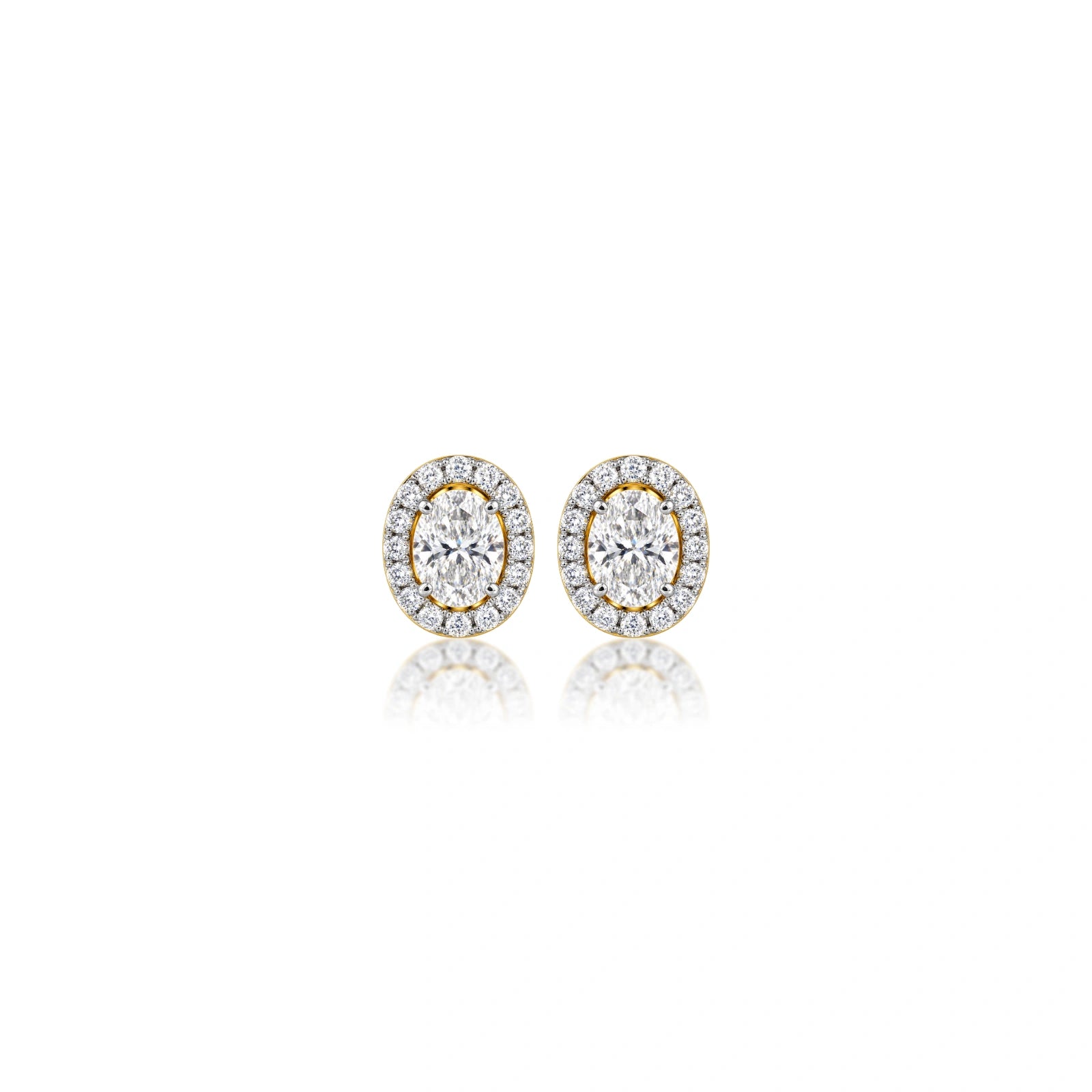 1.5 Ct Oval Cut Diamond Halo Stud Earrings by Fortune Jewellery