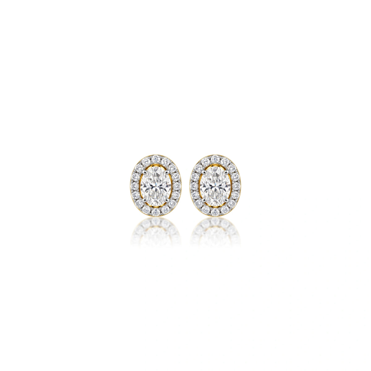 1.5 Ct Oval Cut Diamond Halo Stud Earrings by Fortune Jewellery