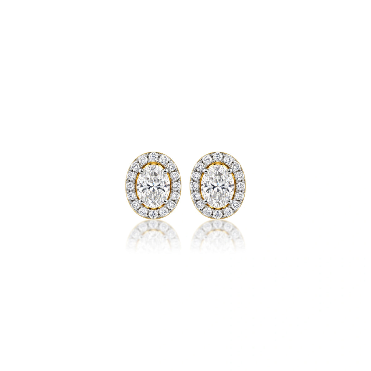 2 Ct Oval Cut Diamond Halo Stud Earrings by Fortune Jewellery