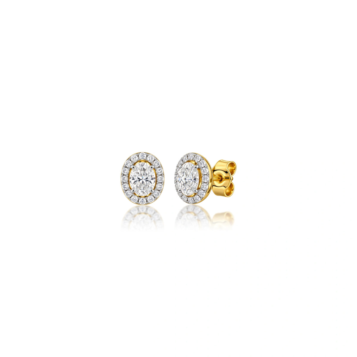 Refined 2 Ct Oval Cut Lab Grown Diamond Halo Stud Earrings for women