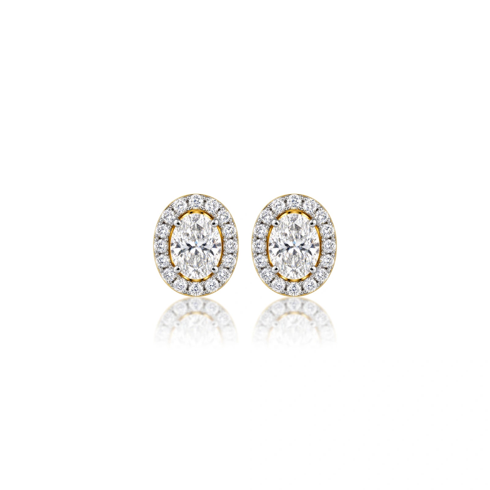4 Ct Oval Cut Diamond Halo Stud Earrings by Fortune Jewellery