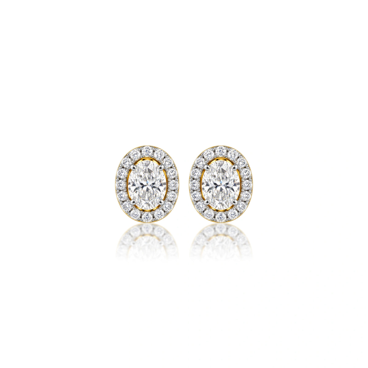 4 Ct Oval Cut Diamond Halo Stud Earrings by Fortune Jewellery