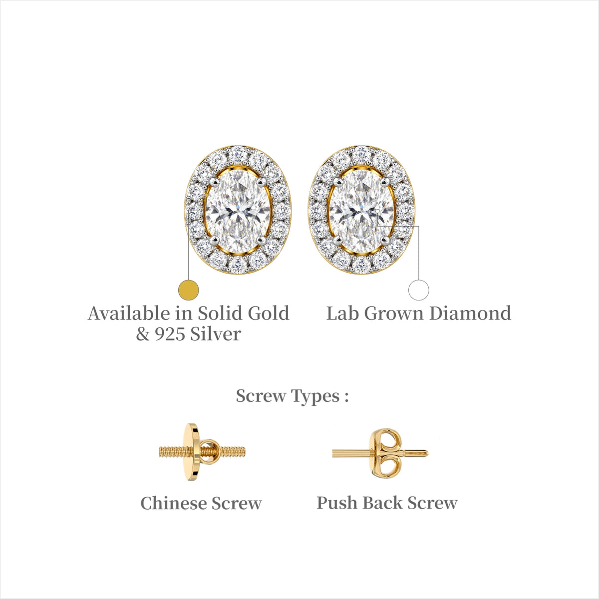 Partywear 4 Ct Oval Cut Diamond Halo Stud Earrings with sparkling halo design