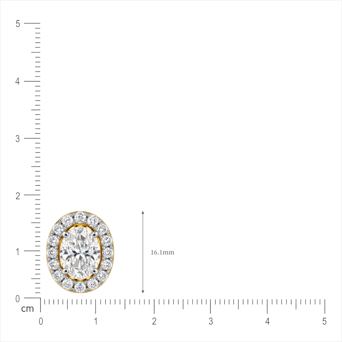 Size of 6 Ct Oval Cut Diamond Halo Stud Earrings by Fortune Jewellery
